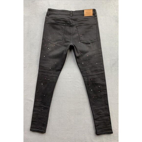 Reelistik NYC Denim Jeans Men's Size 32 Black Wash Racerstripe Paint Splash - Picture 13 of 16